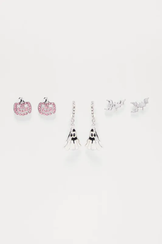 Halloween Is For The Girls 3 Pack Earring Set - Pink sold by Fashion Nova