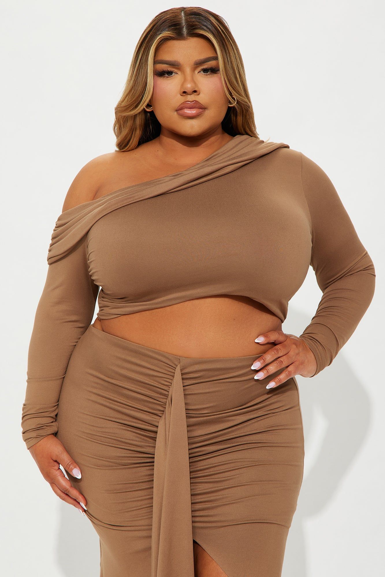 Jenna Off Shoulder Skirt Set - Taupe sold by Fashion Nova product image thumbnail 5