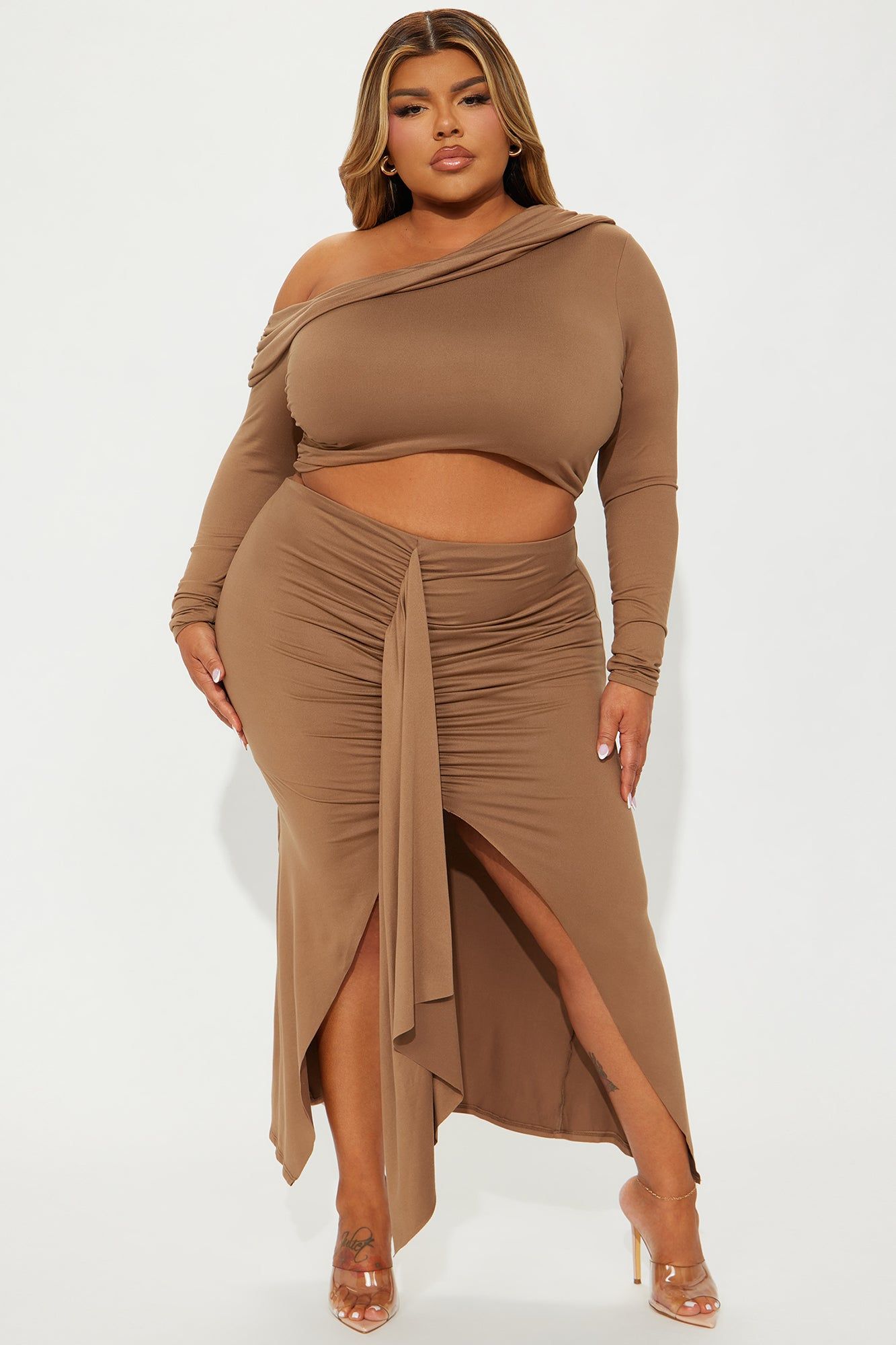 Jenna Off Shoulder Skirt Set - Taupe sold by Fashion Nova product image thumbnail 4