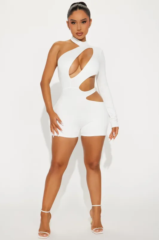 What's Been Going On Double Lined Romper - Ivory sold by Fashion Nova