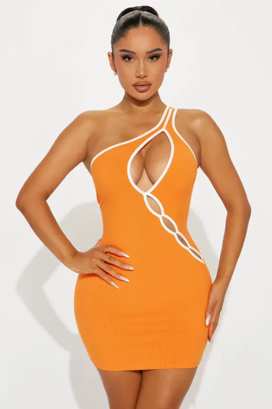 Too Sweet Ribbed Micro Mini Dress - Orange sold by Fashion Nova