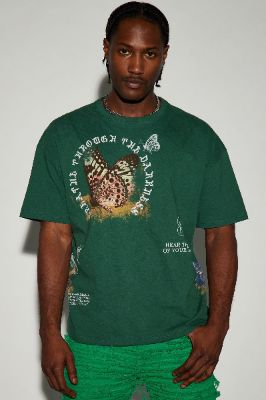 Butterfly Effect Oversized Short Sleeve Tee - Hunter sold by Fashion Nova