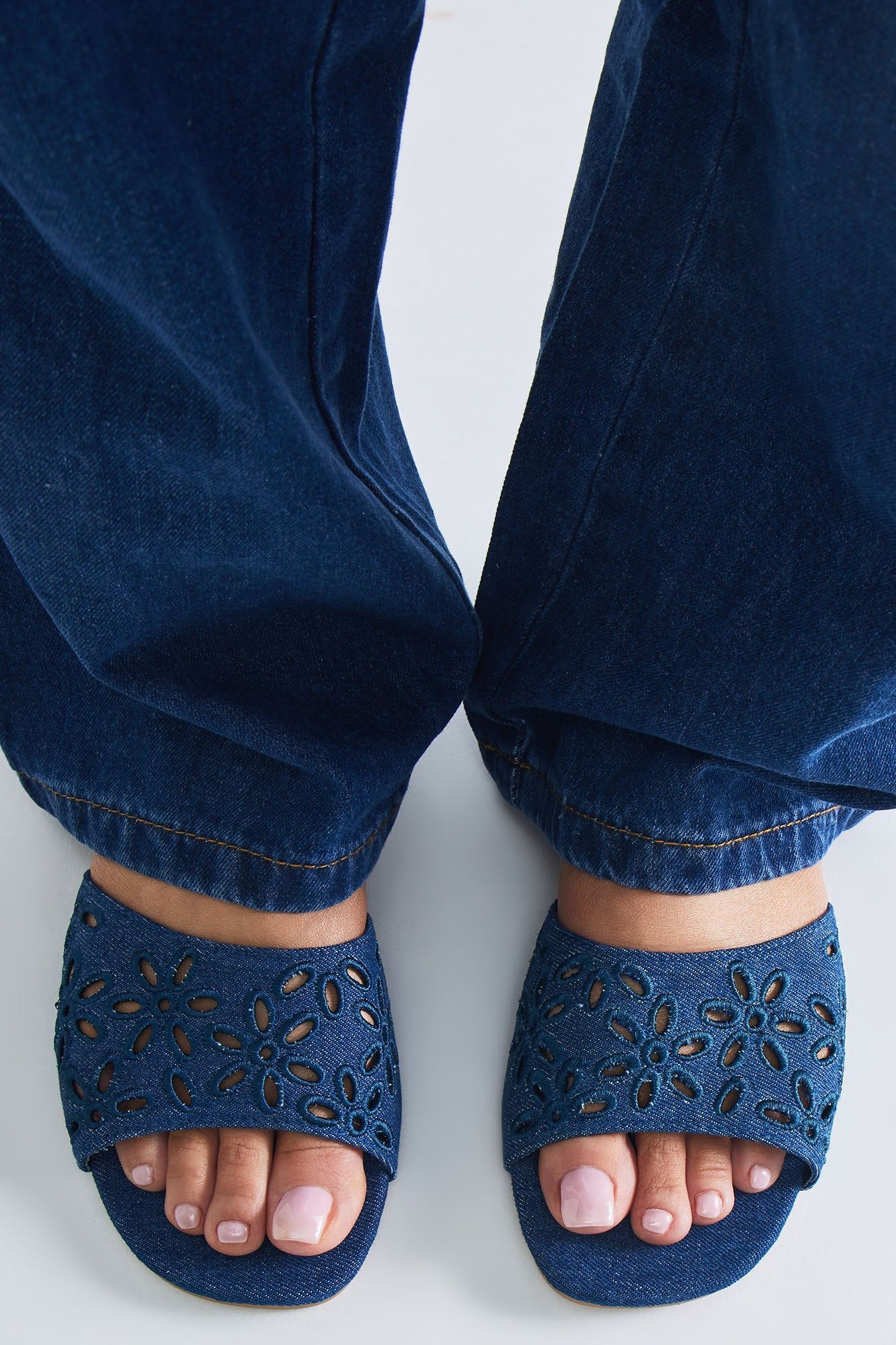 Switch Up Denim Flat Sandals - Denim sold by Fashion Nova product image thumbnail 3