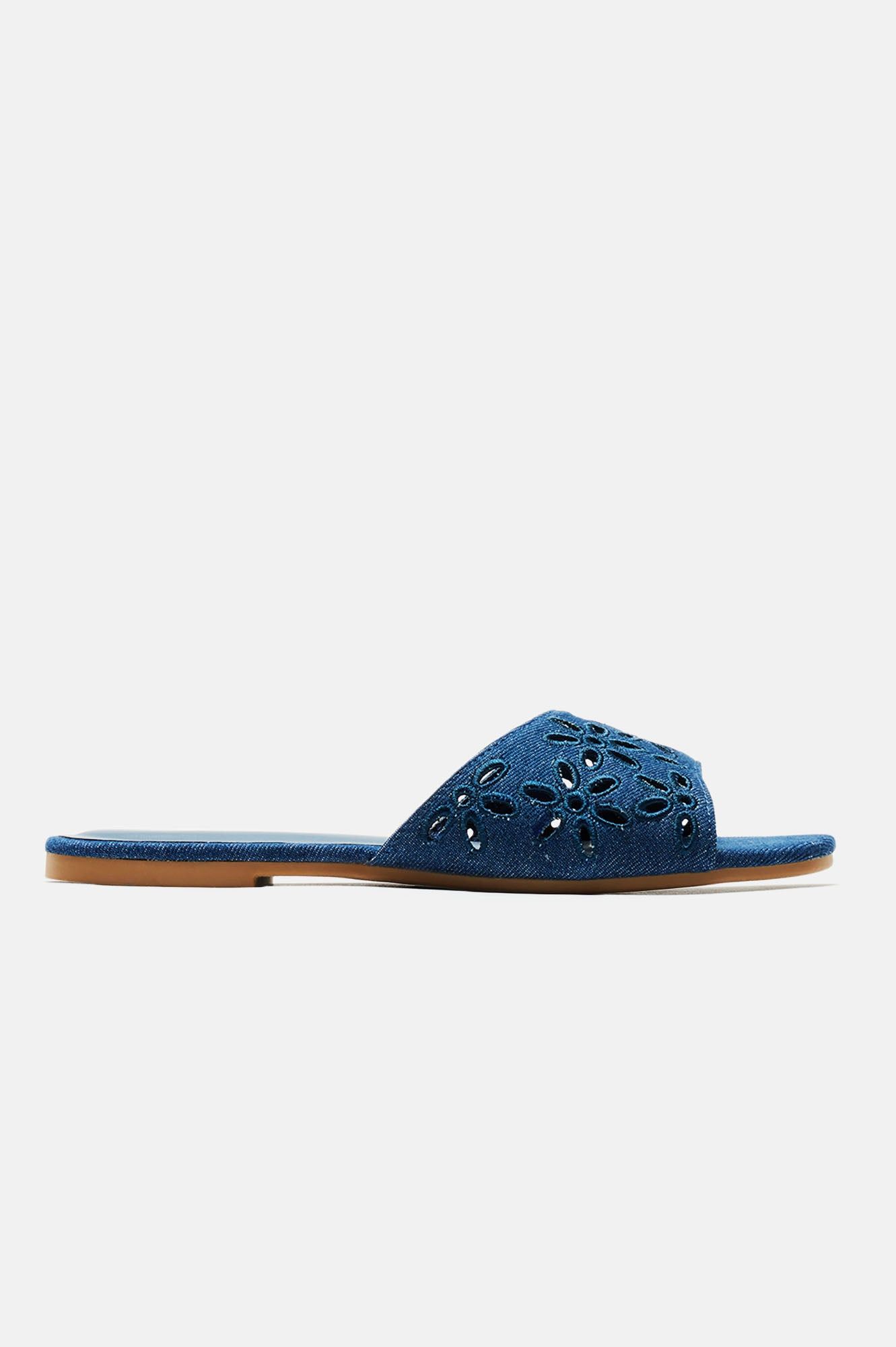 Switch Up Denim Flat Sandals - Denim sold by Fashion Nova product image thumbnail 5