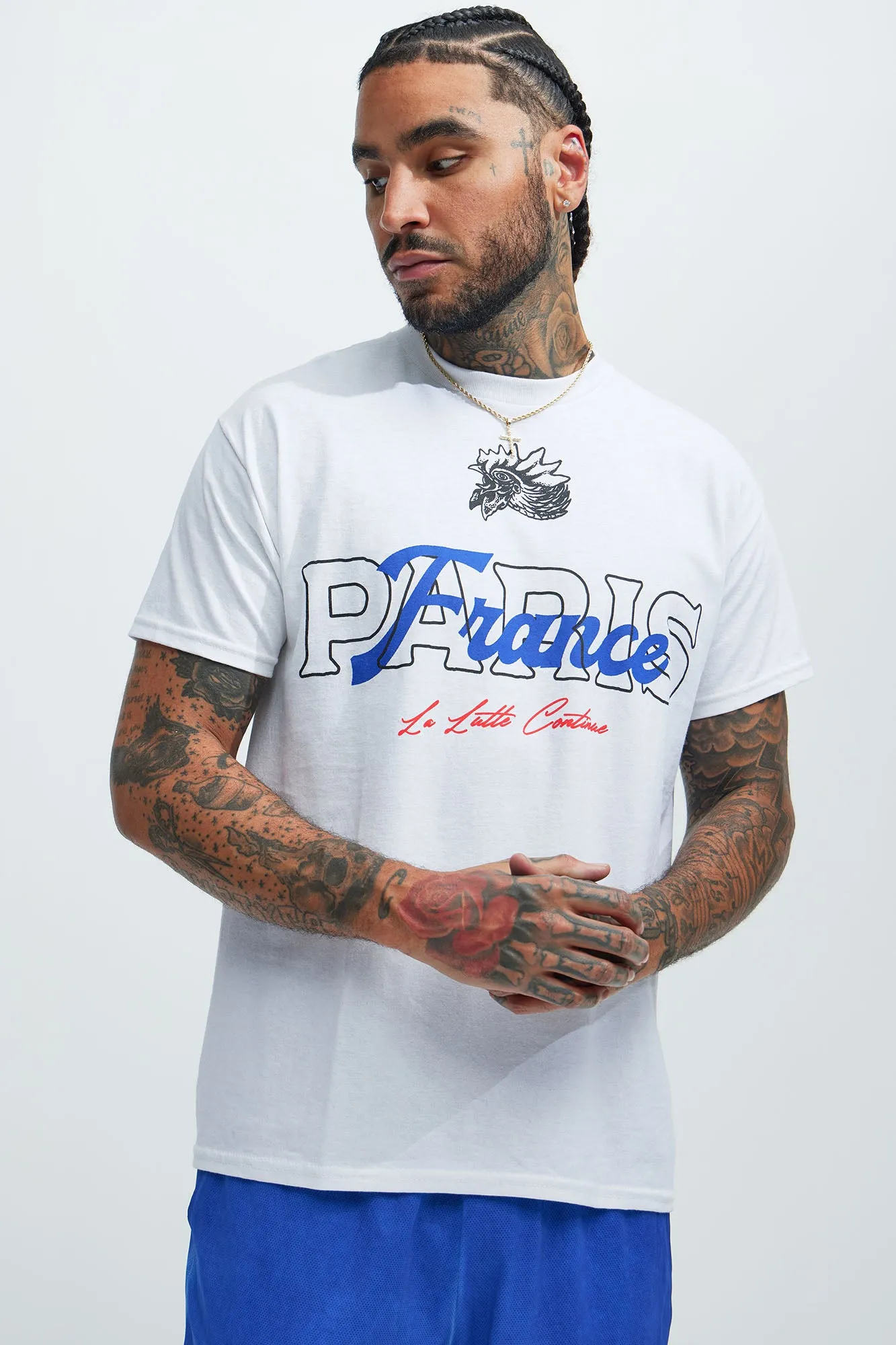 Paris France No Mercy For The Weak Short Sleeve Tee - White sold by Fashion Nova