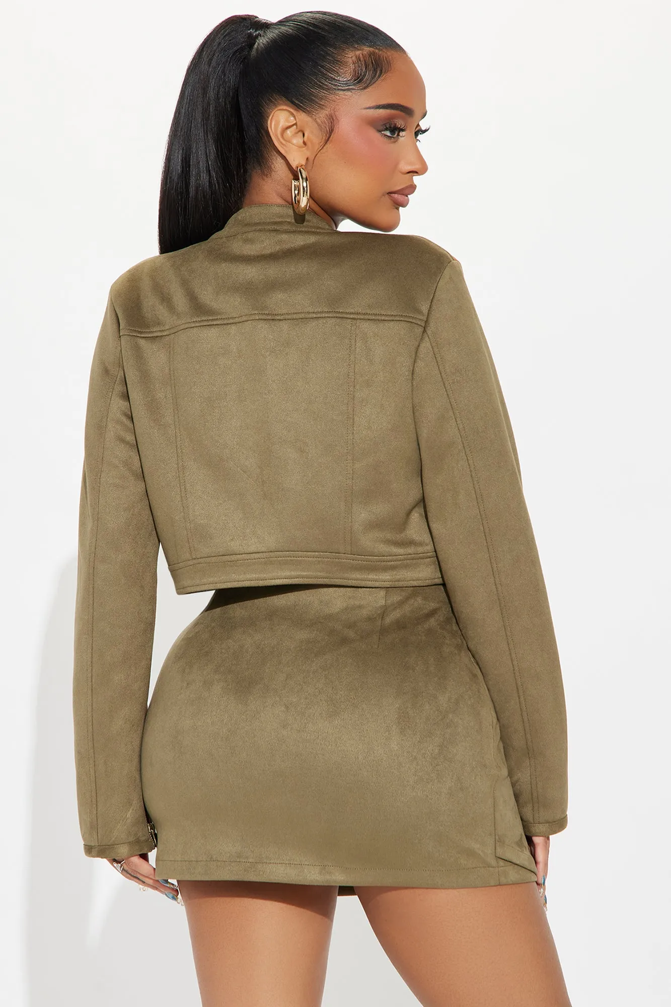 Fatima Faux Suede Skirt Set - Olive sold by Fashion Nova product image thumbnail 3