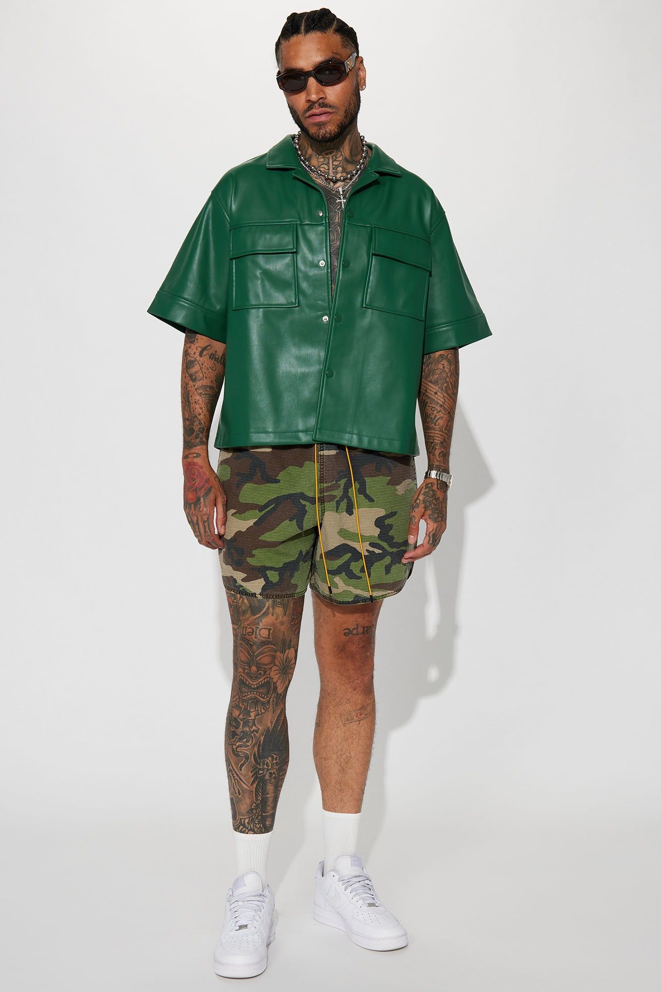 High Stepper Faux Leather Button Up Shirt - Hunter sold by Fashion Nova product image thumbnail 3