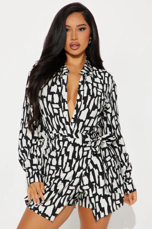 Think It Through Romper - Black sold by Fashion Nova