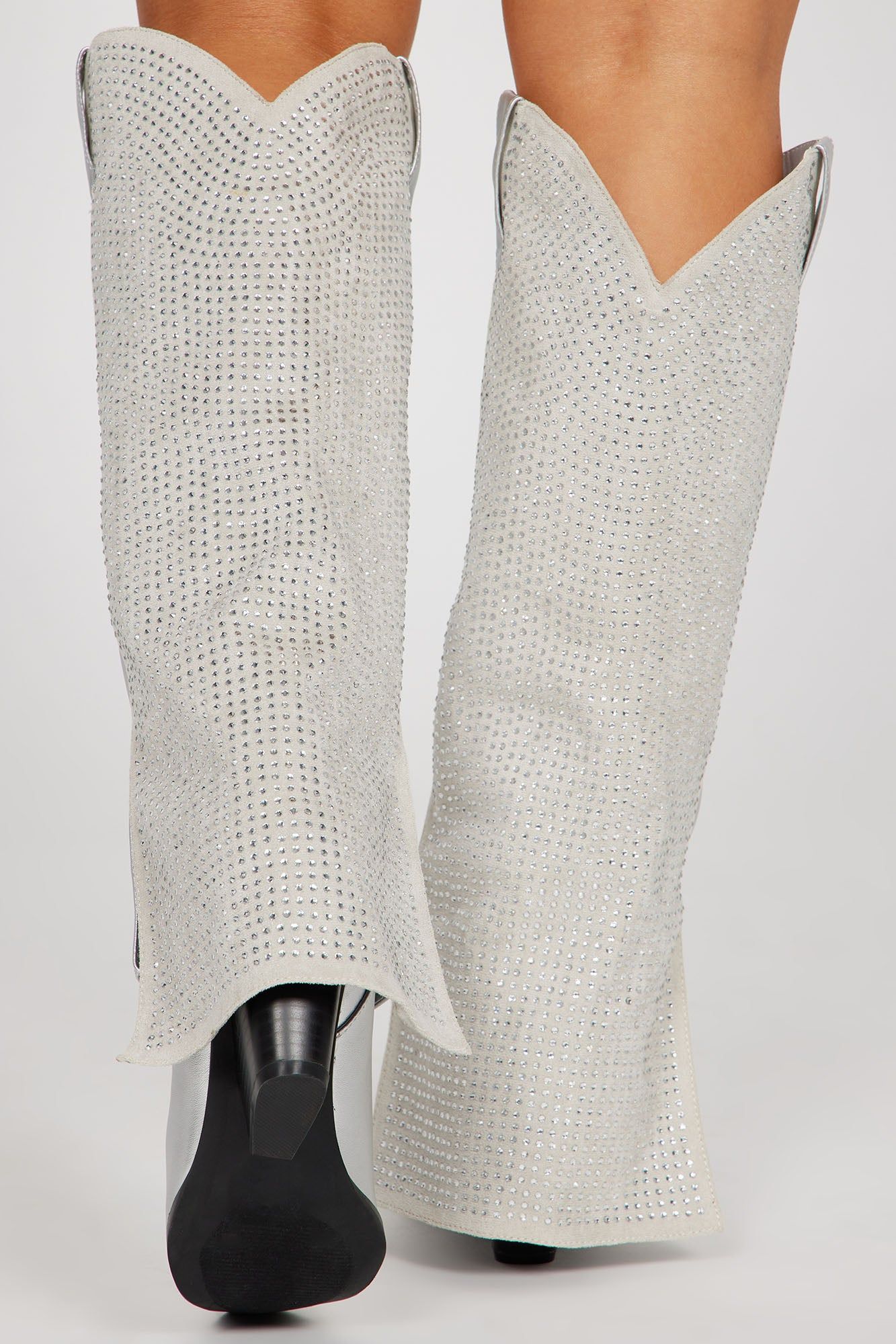 Melory Knee High Heeled Boots - Silver sold by Fashion Nova product image thumbnail 4