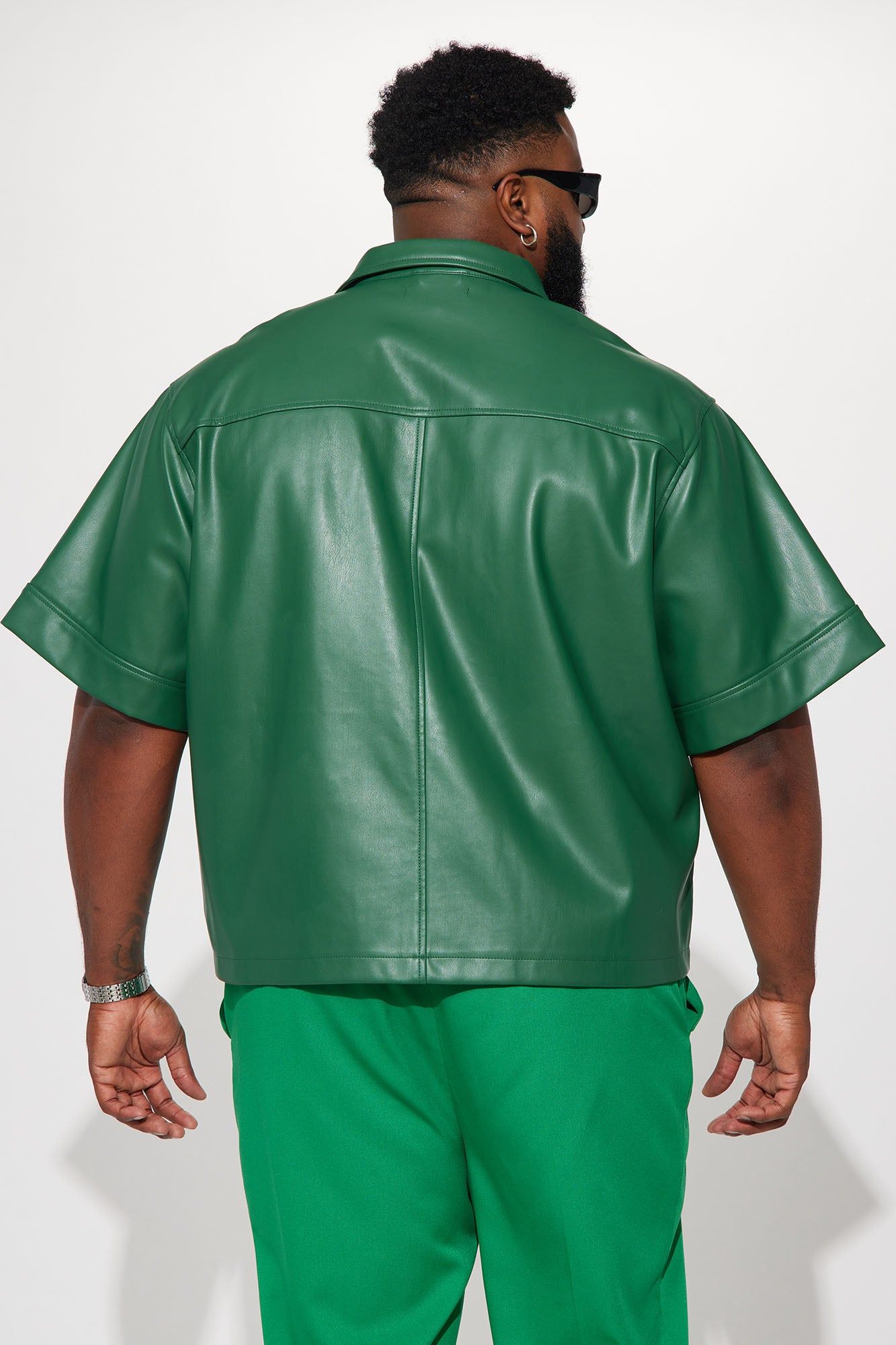 High Stepper Faux Leather Button Up Shirt - Hunter sold by Fashion Nova product image thumbnail 7