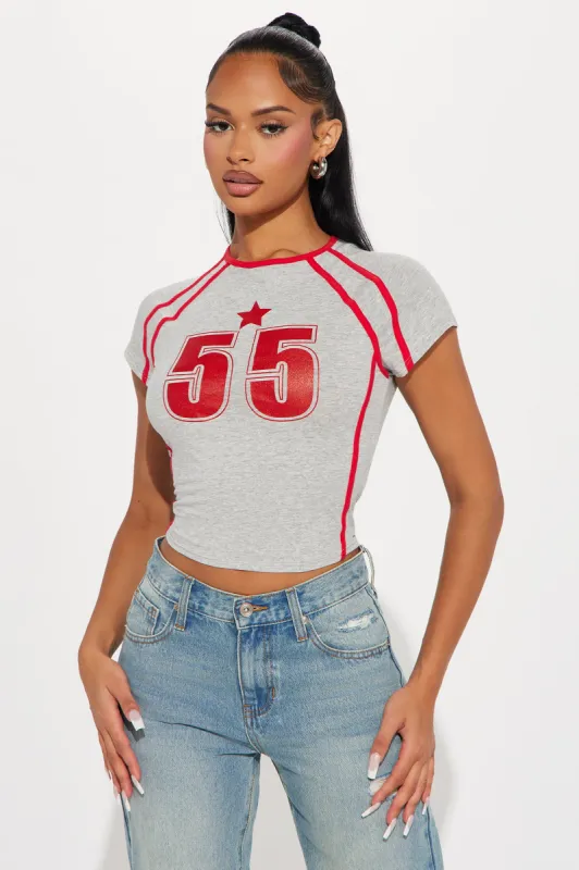 Shoot Your Shot Tee - Grey sold by Fashion Nova