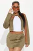 Fatima Faux Suede Skirt Set - Olive sold by Fashion Nova