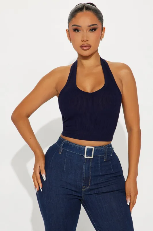 The New Me Halter Top - Navy sold by Fashion Nova