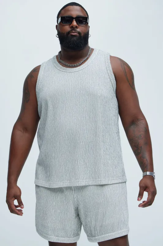 Neil Textured Tank - White/Black sold by Fashion Nova