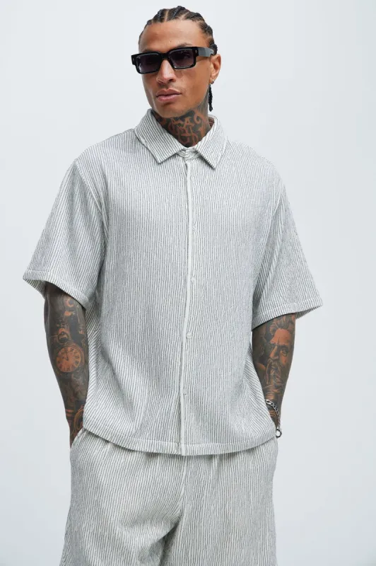 Neil Textured Shirt - White/Black sold by Fashion Nova