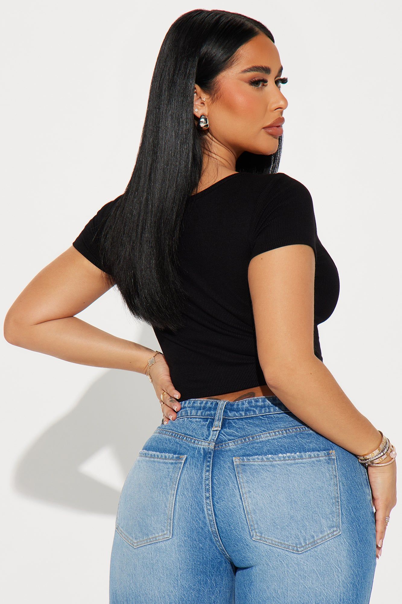 Rebecca Ribbed Top - Black sold by Fashion Nova product image thumbnail 3