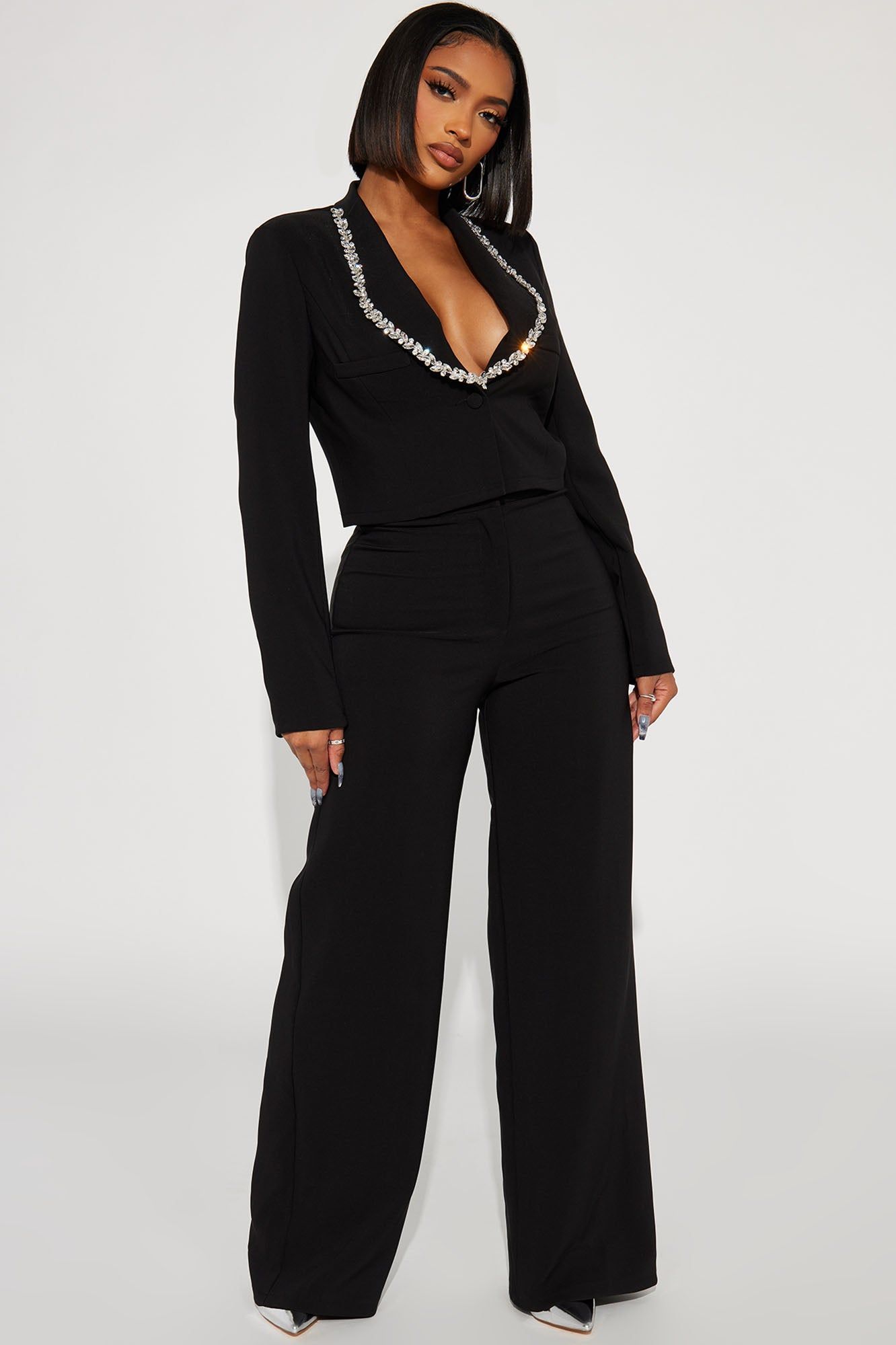 Boss Mood Blazer Pant Set - Black sold by Fashion Nova