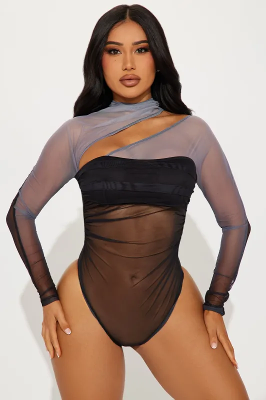 Keep You Around Mesh Bodysuit - Black/combo sold by Fashion Nova