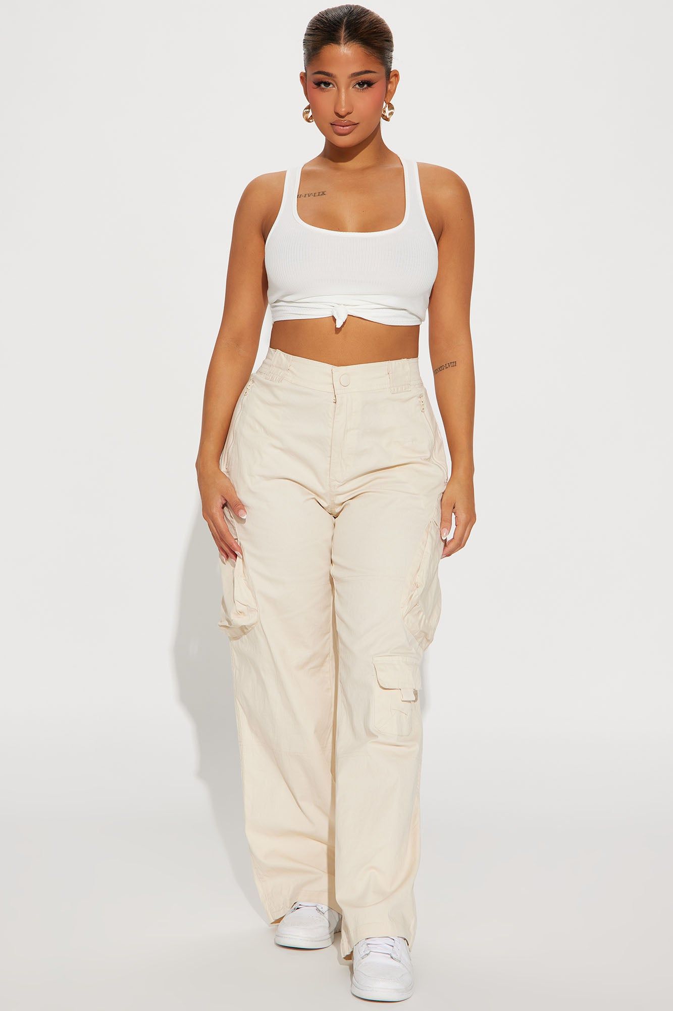 Jasmine Wide Leg Cargo Pant - Ivory sold by Fashion Nova