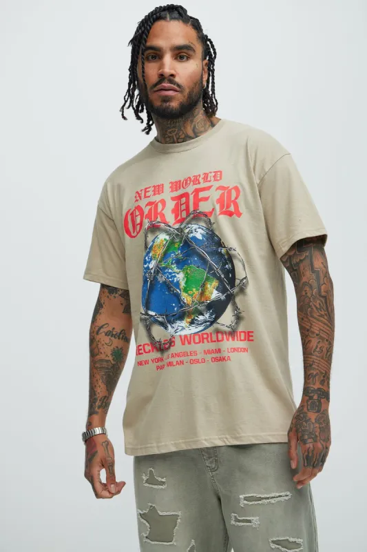 Reckless Worldwide Short Sleeve Tee - Sand sold by Fashion Nova