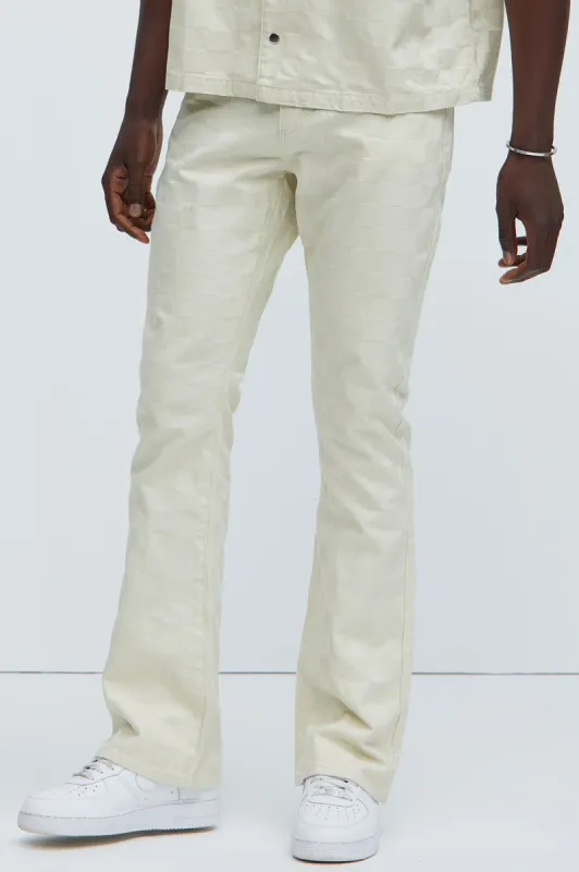 Deprime Stacked Slim Flare Pants - Off White sold by Fashion Nova