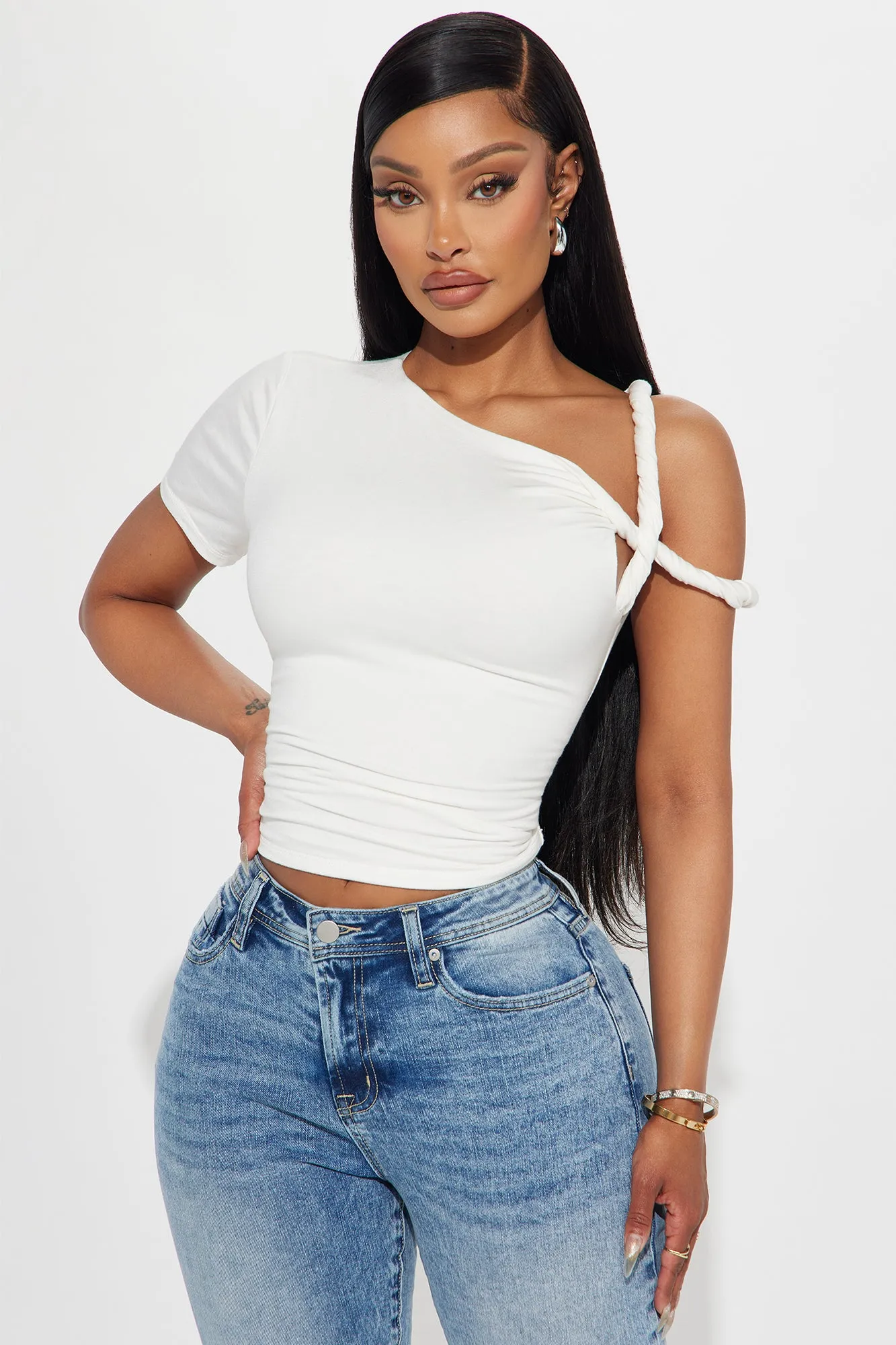 Kendra One Shoulder Top - Ivory sold by Fashion Nova