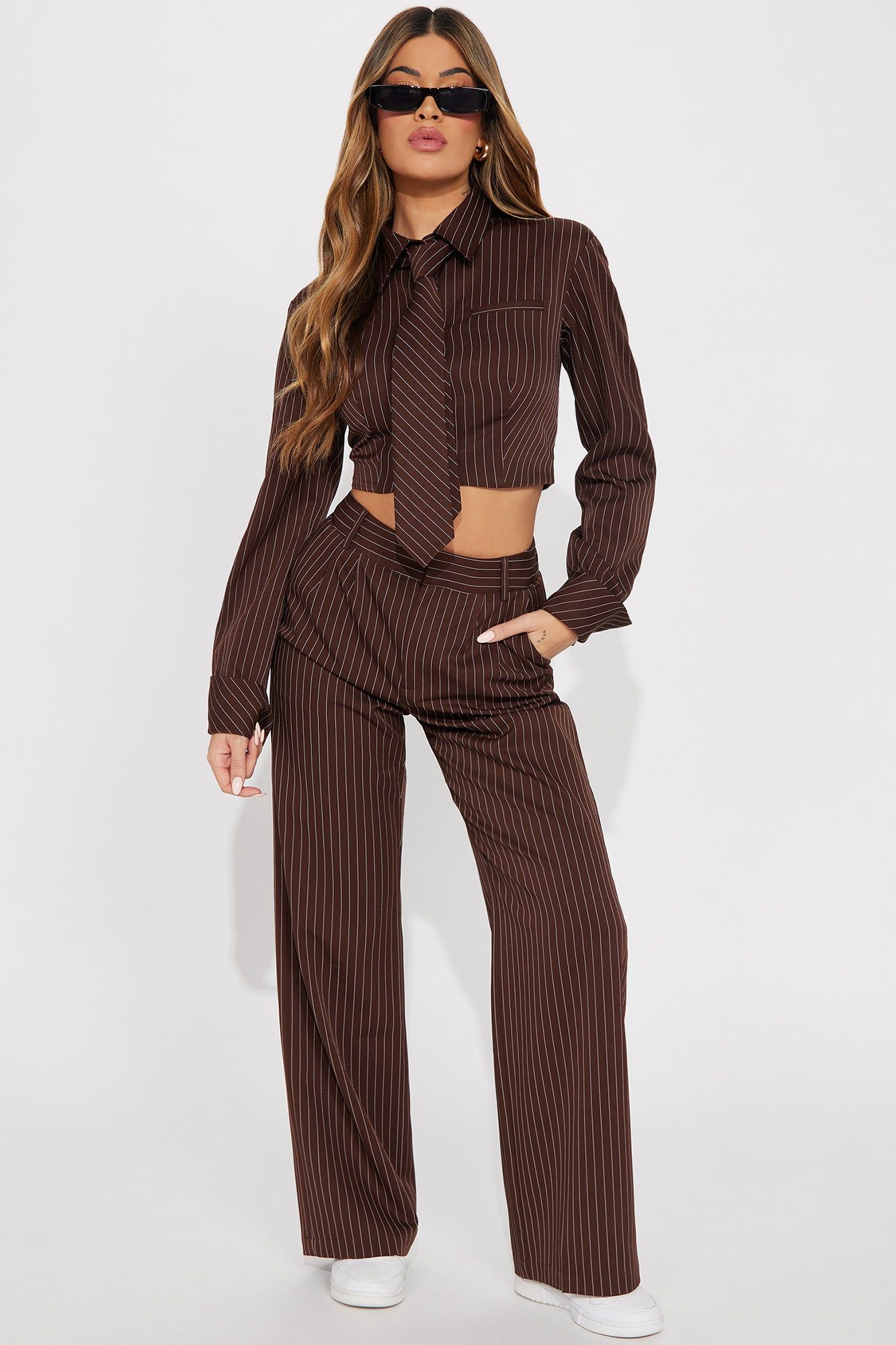 Bossy Babe Pant Set - Brown sold by Fashion Nova