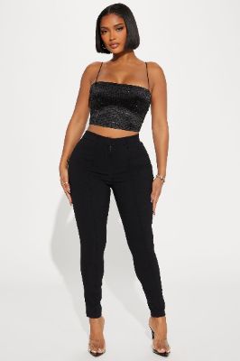 Raise The Bar Skinny Trouser - Black sold by Fashion Nova