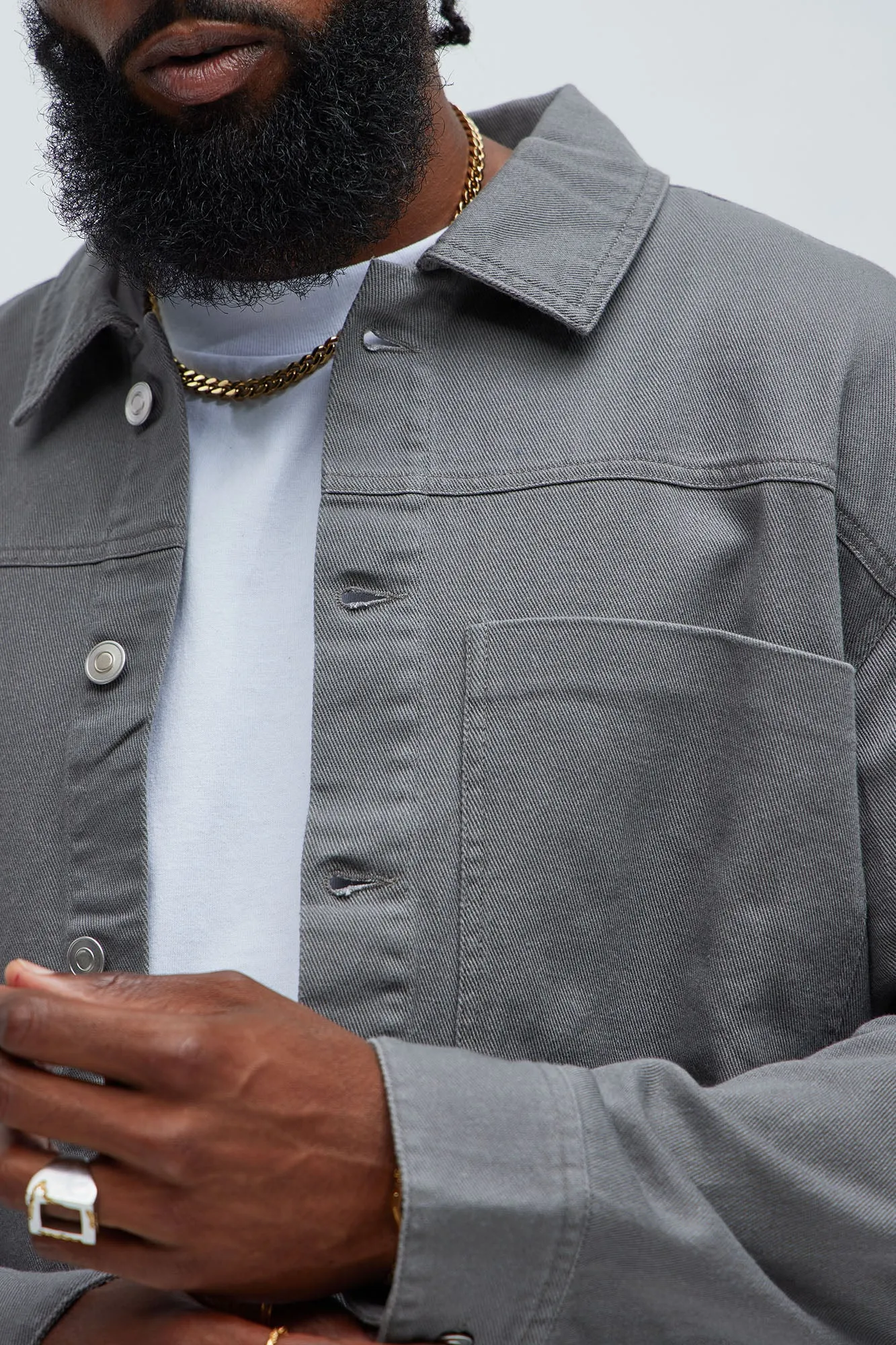 Yorktown Twill Overshirt - Grey sold by Fashion Nova product image thumbnail 3