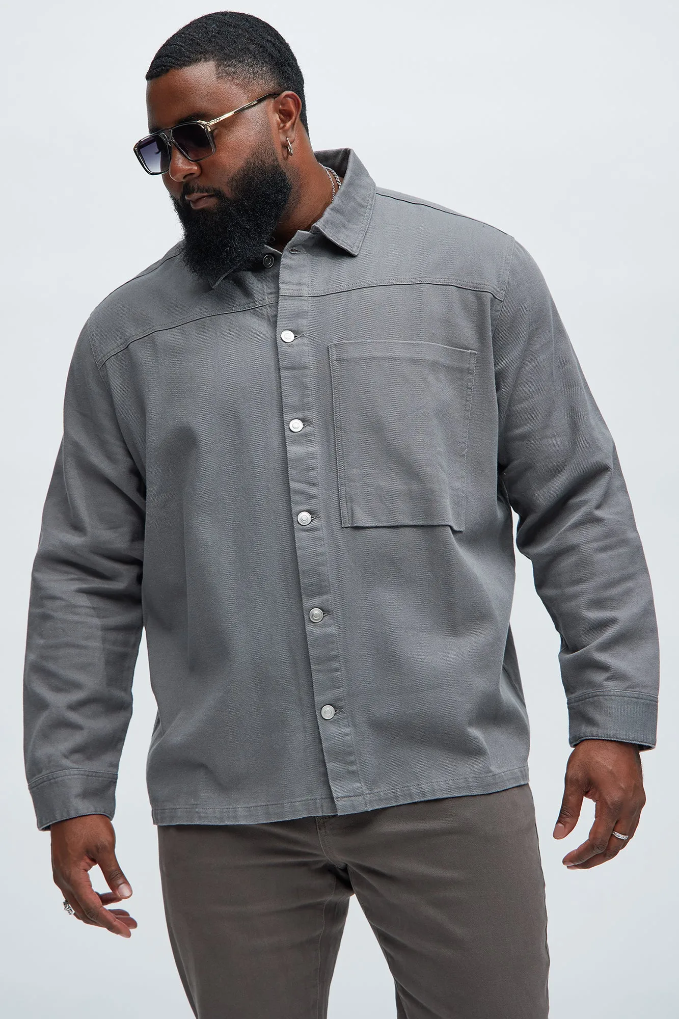 Yorktown Twill Overshirt - Grey sold by Fashion Nova product image thumbnail 5