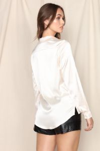 Annika Satin Button Down Top - Champagne sold by Fashion Nova