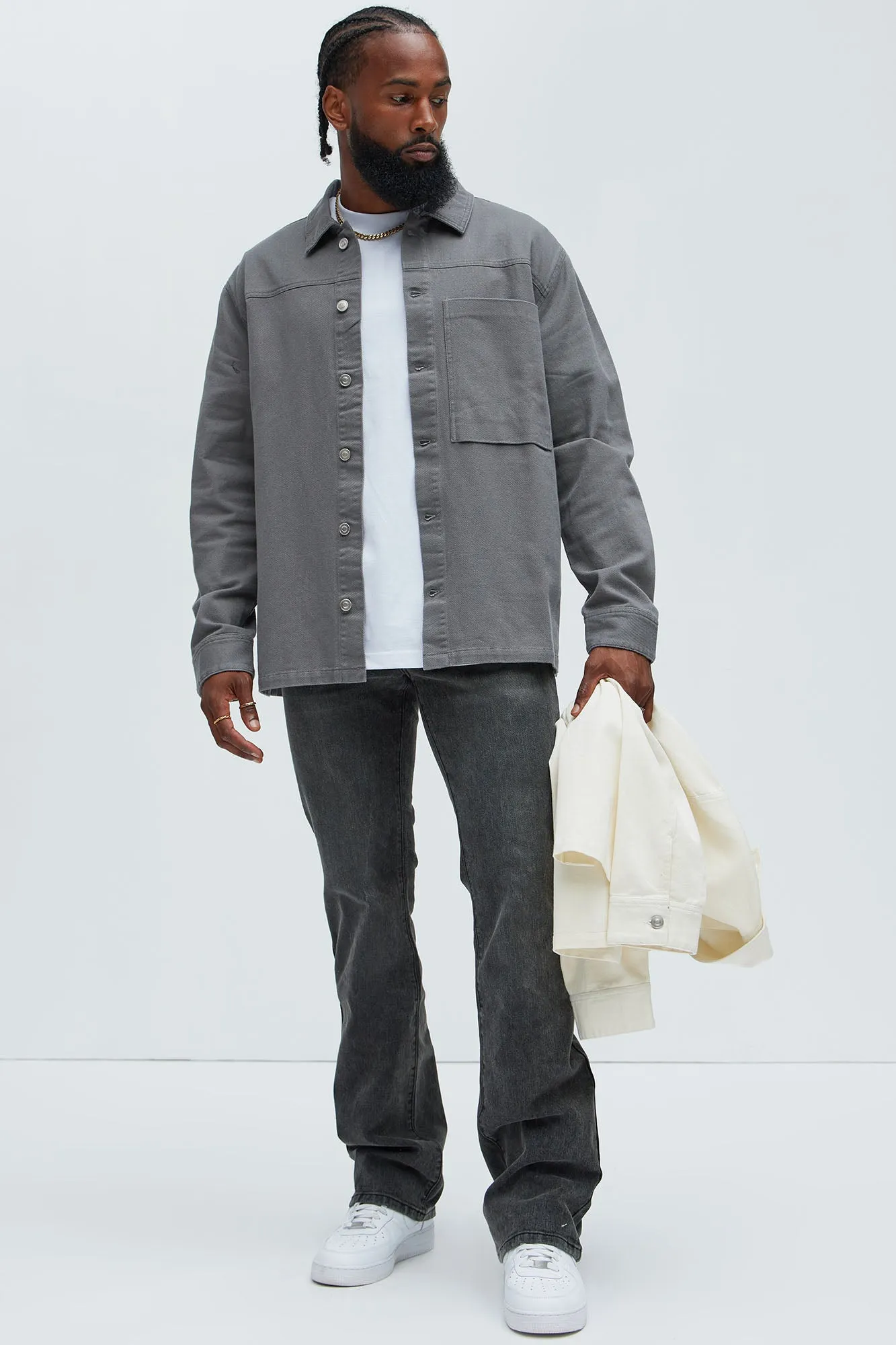 Yorktown Twill Overshirt - Grey sold by Fashion Nova product image thumbnail 2