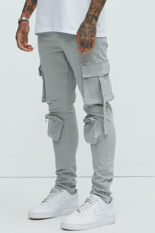 Bradford Skinny Cargo Pants - Grey sold by Fashion Nova