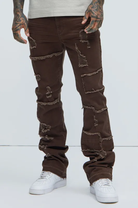 Manchester Stacked Skinny Flare Pants - Dark Brown sold by Fashion Nova