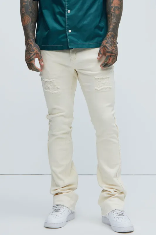 Dogwood Stacked Skinny Flare Pants - Cream sold by Fashion Nova