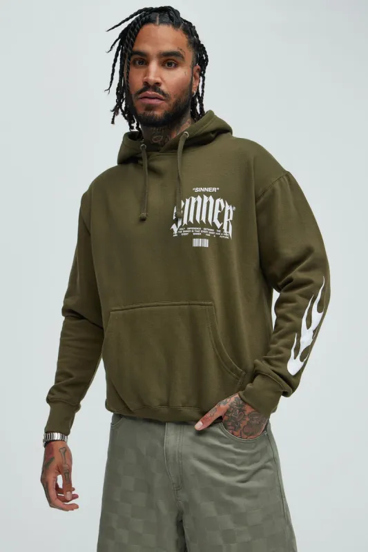 Sinner Skull Hoodie - Olive sold by Fashion Nova