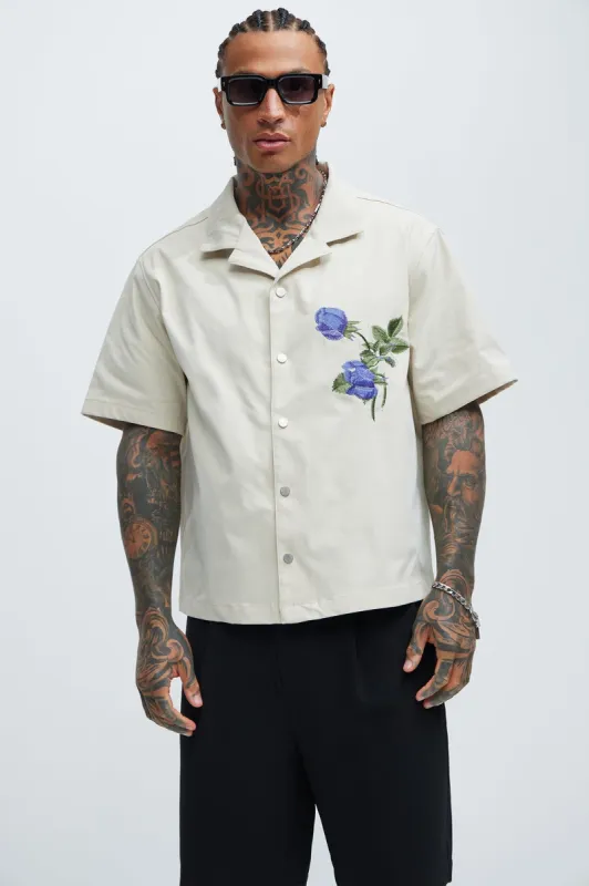 Alban Embroidery Shirt - Off White sold by Fashion Nova