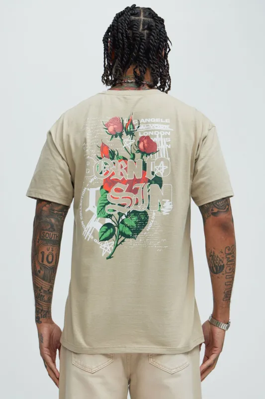 Born To Sin Repent Short Sleeve Tee - Sand sold by Fashion Nova