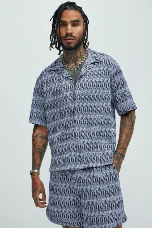 Xavion Textured Shirt - Blue/combo sold by Fashion Nova
