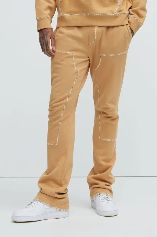 Tyson Stitch Skinny Flared Sweatpants` - LightBrown sold by Fashion Nova