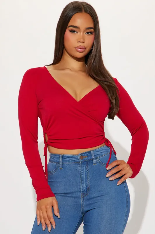 Shyann Surplice Top - Red sold by Fashion Nova