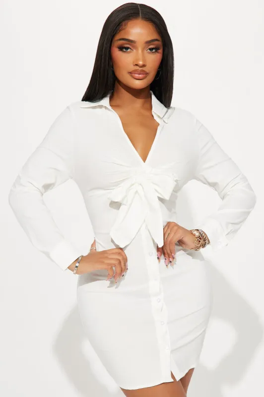 Elowen Mini Shirt Dress - Off White sold by Fashion Nova