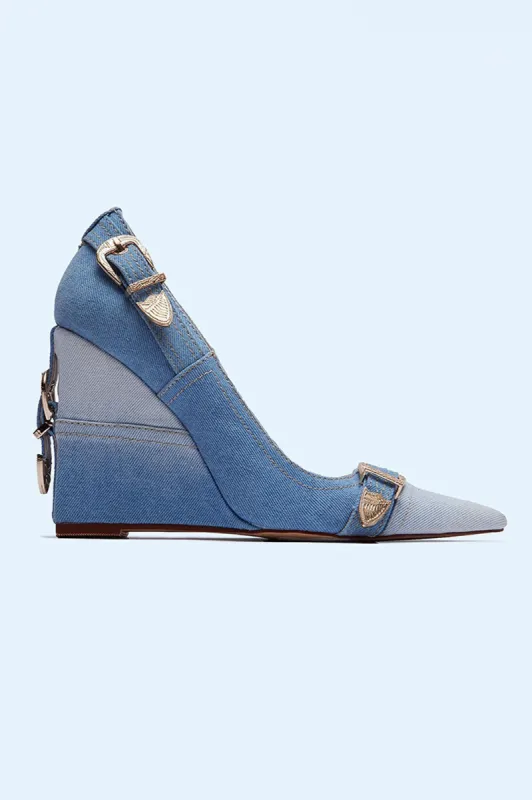 Always In Check Pumps - Denim sold by Fashion Nova