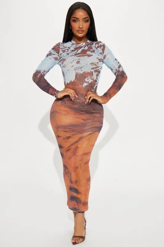 Born To Roam Mesh Maxi Dress - Multi Color sold by Fashion Nova