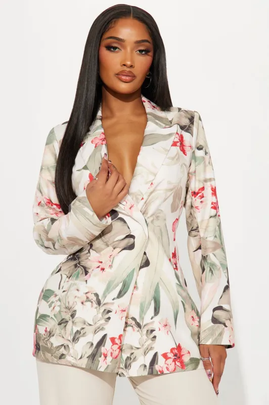 Take Me To The Tropics Blazer - Tan/Multi sold by Fashion Nova