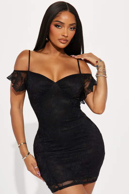 Kept Secrets Lace Mini Dress - Black sold by Fashion Nova