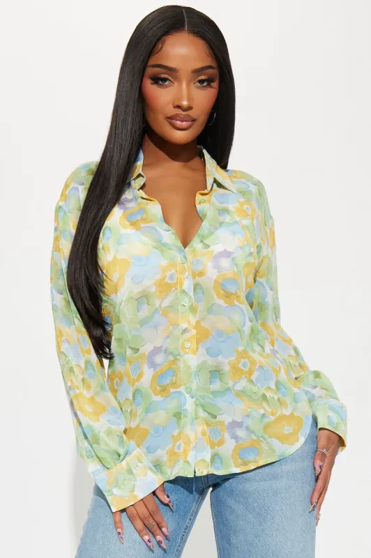 Floral Energy Shirt - Yellow/combo sold by Fashion Nova