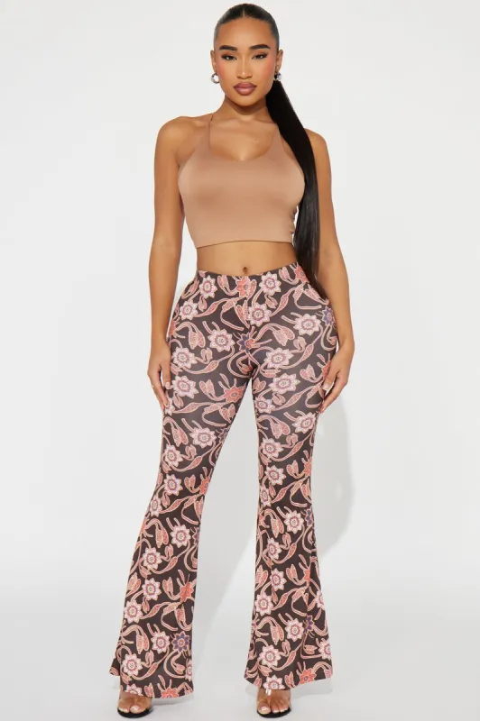 Adore You Flare Pant - Chocolate/Combo sold by Fashion Nova