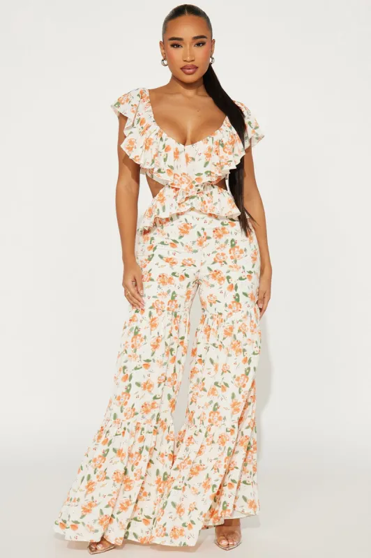 Sights Set On You Floral Jumpsuit - Orange/combo sold by Fashion Nova