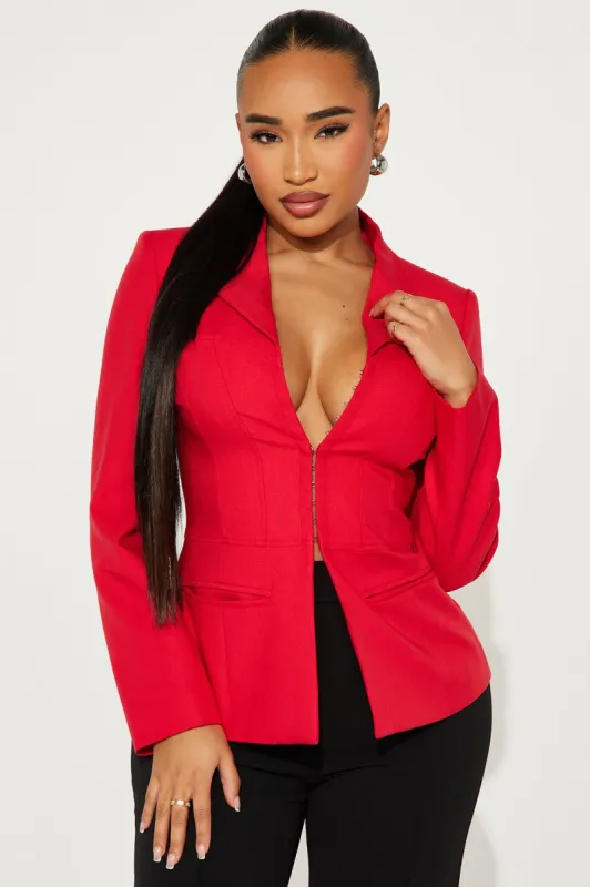 All Body Corset Blazer - Red sold by Fashion Nova